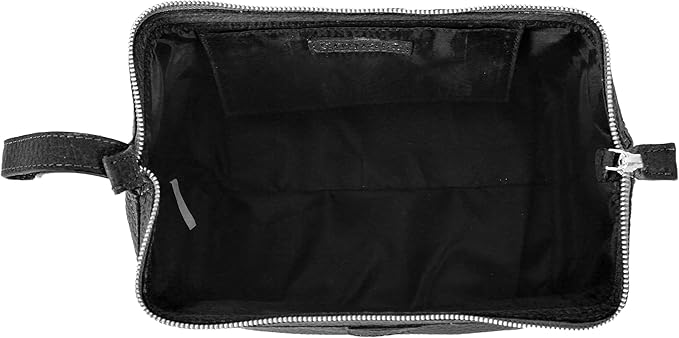 KomalC Premium Buffalo Leather Toiletry Bag for Men & Women With Water resistant Lining, Grooming Travel Pouch, Unisex Wash Bag for Toiletries, Gifts for Men and Women