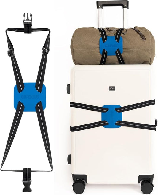 Luggage Straps for Suitcases TSA Approved Travel Belt,Luggage Straps Bag Bungees for Add a Bag Easy to Travel Suitcase Elastic Strap Belt (Black/Blue -1pcs)