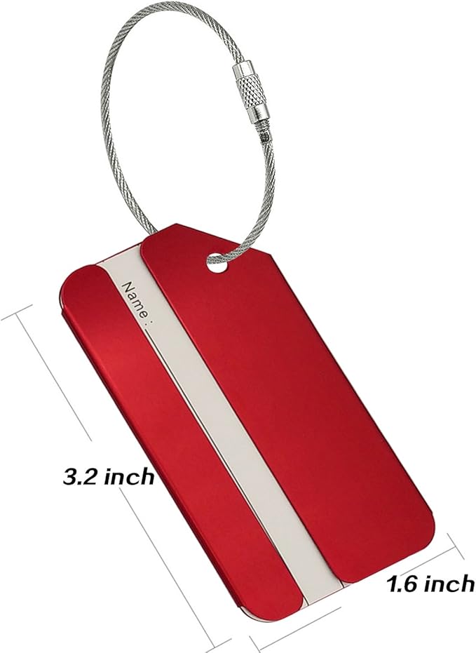 Aluminum Luggage Tags, Luggage Tag Holders for Travel Luggage Baggage Identifier by Ovener (5Pack Red)