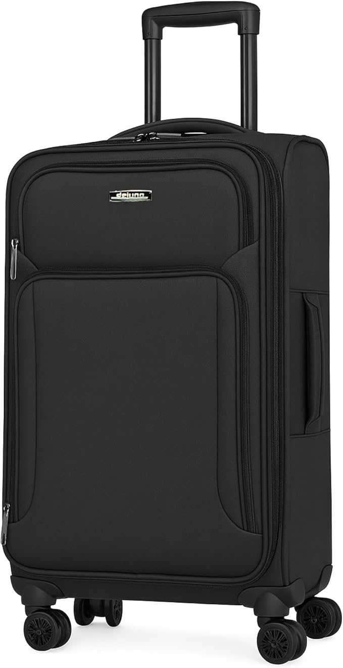 World Traveler Dejuno Jasper 20-Inch Carry-On Lightweight Expandable Spinner Luggage - Black