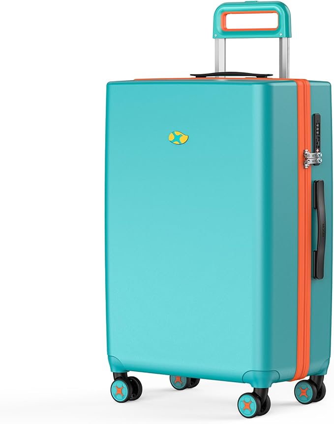 24 Inch Medium Checked Luggage, Hardside Rolling Suitcase with 4 Spinner Wheels & TSA Approved Lock,PC Hard Case Lightweight Carry Luggage for Women