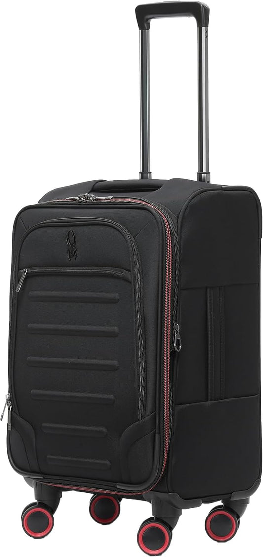 Spyder Pivot 22 Inch Expandable Softside Spinner Checked Luggage with 360° Spinner Wheels (Black, Carry-On)