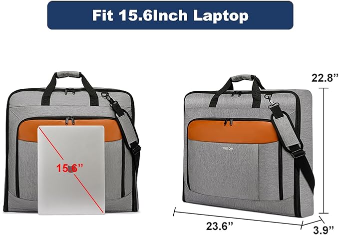 Garment Bag Travel Suit Bag Large 40-Inch Carry on Bag Up to 3 Suits,2 in 1 Hanging Luggage Bags, Fits 15.6Inch Laptop