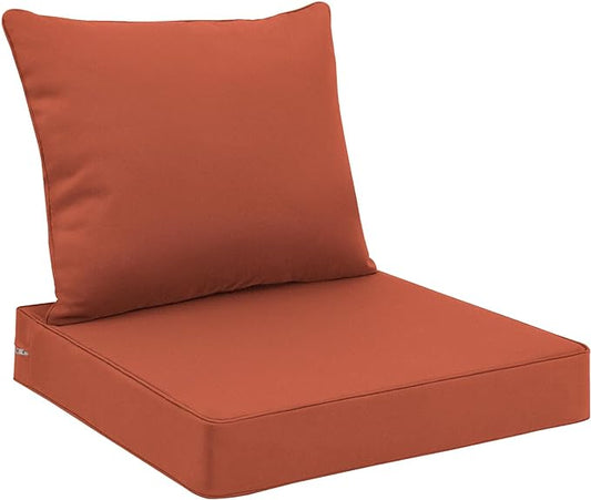 Favoyard Outdoor Seat Cushion Set 22 x 22 Inch Waterproof & Fade Resistant Patio Furniture Cushions with Removable Cover Deep Seat & Back Cushion with Tie Straps for Chair Sofa Couch