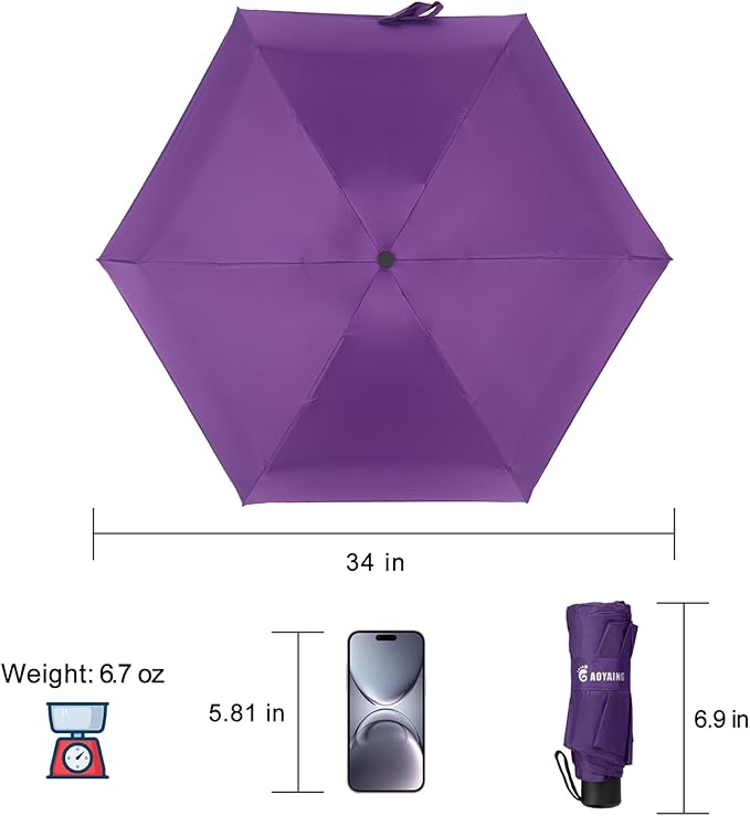 GAOYAING Compact Travel Umbrella with Case Sun&Rain Lightweight Small and Compact Suit for Pocket