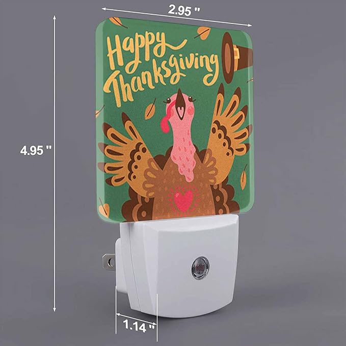 LED Night Light Plug into Wall with Dusk to Dawn Light Sensor White Energy Efficient Cartoon Character Turkey Nightlight for Bedroom Bathroom Hallway Living Room Kitchen