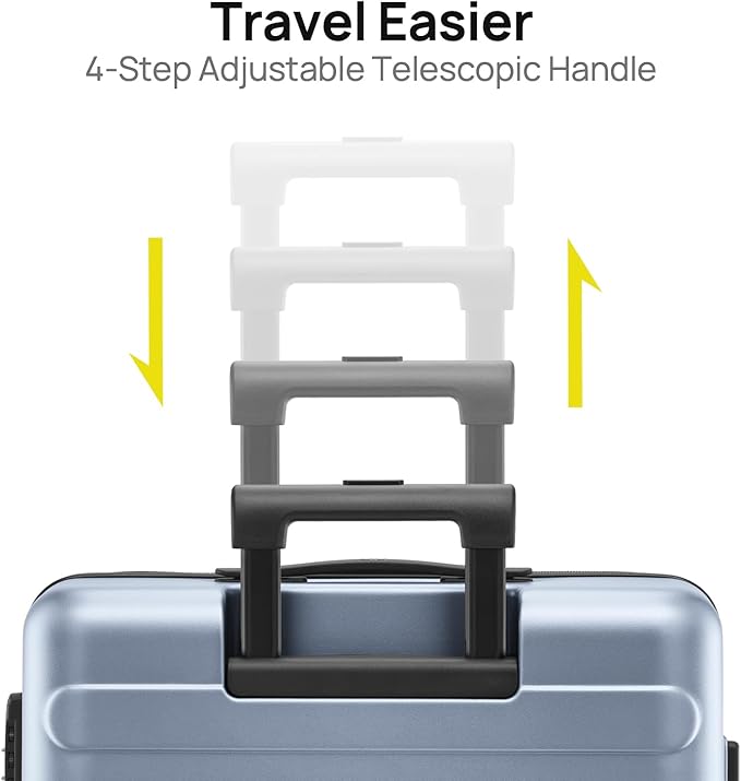 NINETYGO Medium Checked Luggage 26 Inch, Checking In Luggage with Smooth Spinner Wheels, Lightweight, Hard Shell PC Suitcase, Lightweight Travel Luggage, TSA Approved (Shadow, Rhine Basic)