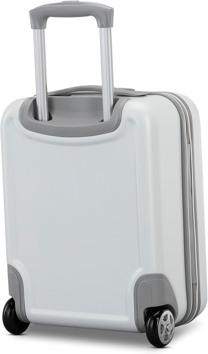 American Tourister Fathead Underseater Carry-On Luggage - Airline Approved - Customize with Favorite Sports or Character Decal - Durable ABS Hardshell - RightHeight™ Adjustable Handle - White