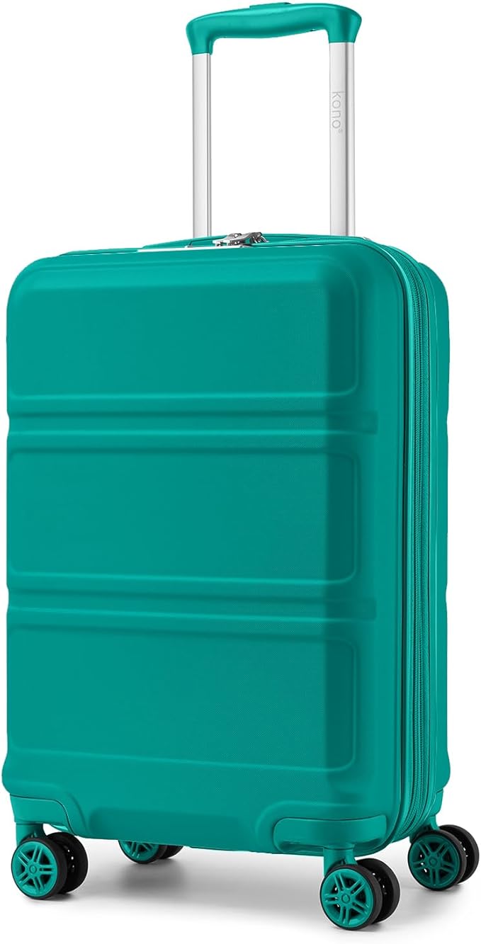 Kono Carry On Luggage 22x14x9 Airline Approved with Spinner Wheels,Lightweight PC+ABS 20 Inch Luggage with TSA Lock,Expandable Hard Shell Carry On Suitcases for Men Women,Turquoise