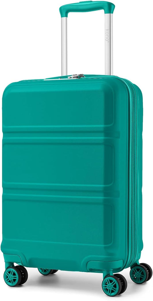 Kono Carry On Luggage 22x14x9 Airline Approved with Spinner Wheels,Lightweight PC+ABS 20 Inch Luggage with TSA Lock,Expandable Hard Shell Carry On Suitcases for Men Women,Turquoise