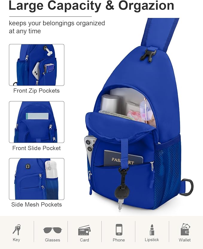 Crossbody Bags for Women Men Trendy Sling Bag Backpack Casual Chest Bag with Convertible Shoulder Strap
