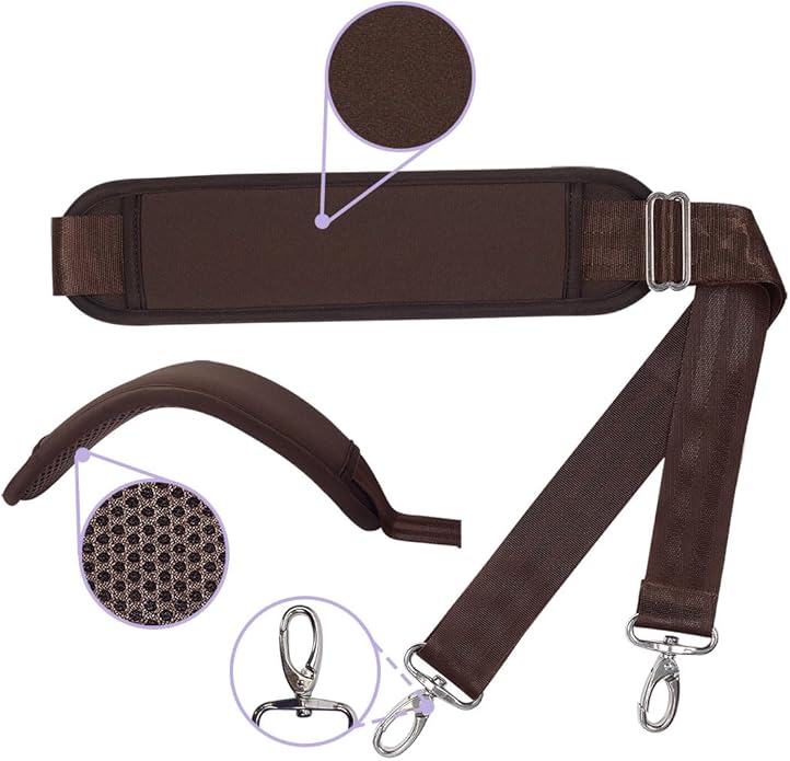 60 Inch Shoulder Strap with Removable Ultra-Thick Pad，Adjustable Buckles and Metal Hooks