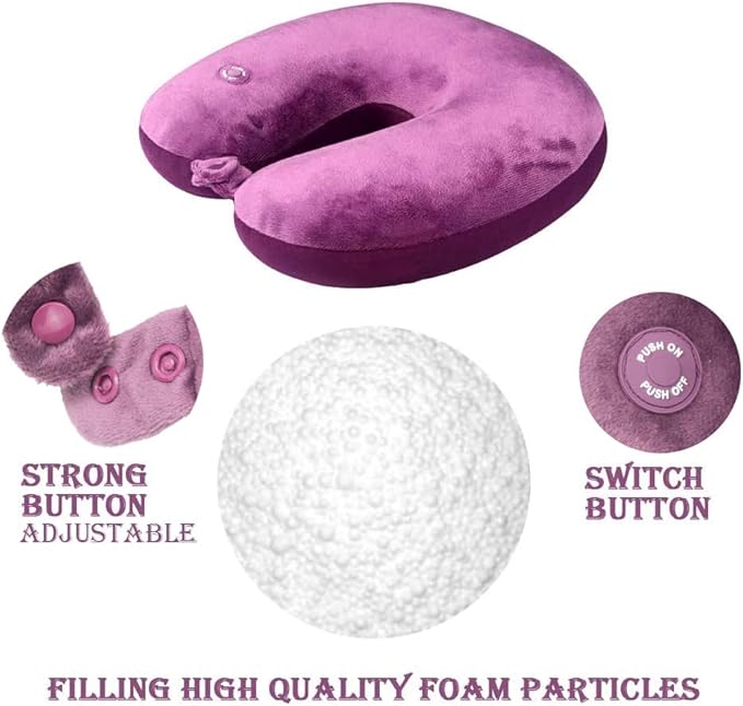 Hooshing Vibrating Neck Pillow Massage Therapy for Traveling Home Rest Neck Pillows for Pain Relief, Best Gift for Parents