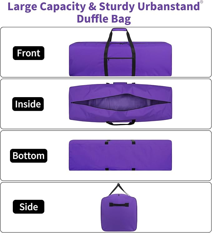 Urbanstand 48 Inch Extra Large Duffle Bag for Travel, Sports Gear Storage Bag with 2-way Lockable Zippers, Long Canvas Duffel Bag for Tent Camping tripod (Purple)