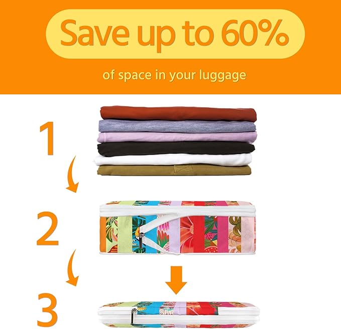 6 Pcs Compression Packing Cubes Waterproof Suitcase Travel Bag Luggage Backpack Organizer Travel Cubes for Packing-Tropical Banana
