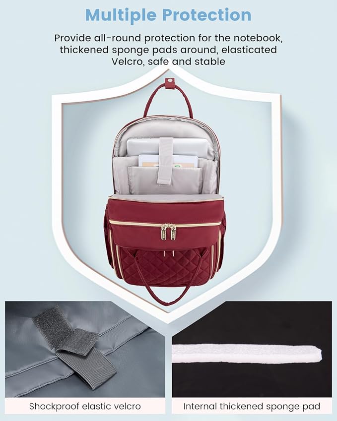 LOVEVOOK Laptop Backpack for Women with Laptop Compartment, Water Resistant Travel Work Backpacks Purse Stylish College Business Teacher Nurse Computer Bag, Fits 15.6" Laptop
