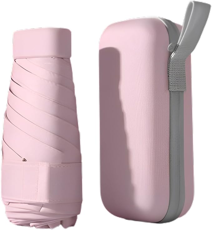 UPF50+ Mini Travel Sun Umbrella for Purse With Case,Small Compact UV Umbrella Protection Sun,Lightweight Portable Parasol Windproof for Women Men Kids