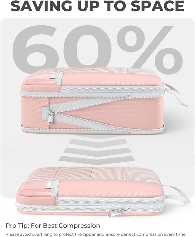 Percover Compression Packing Cubes 10-Piece Set, Packing Cubes Compression for Travel with Toiletry Bag, Laundry Bag & Shoe Bag, All-in-One Travel Organizer for Carry On & Checked Luggage, Pink