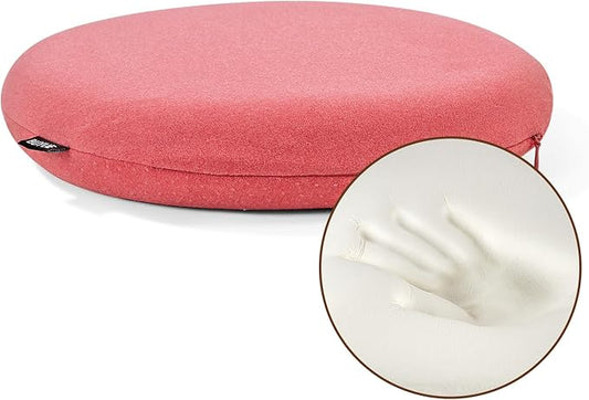 BUYUE Memory Foam Seat Cushion, Dia 13" Soft Velvet Round Stool Cushion Anti-Slip Chair Pads, S, Rose Pink