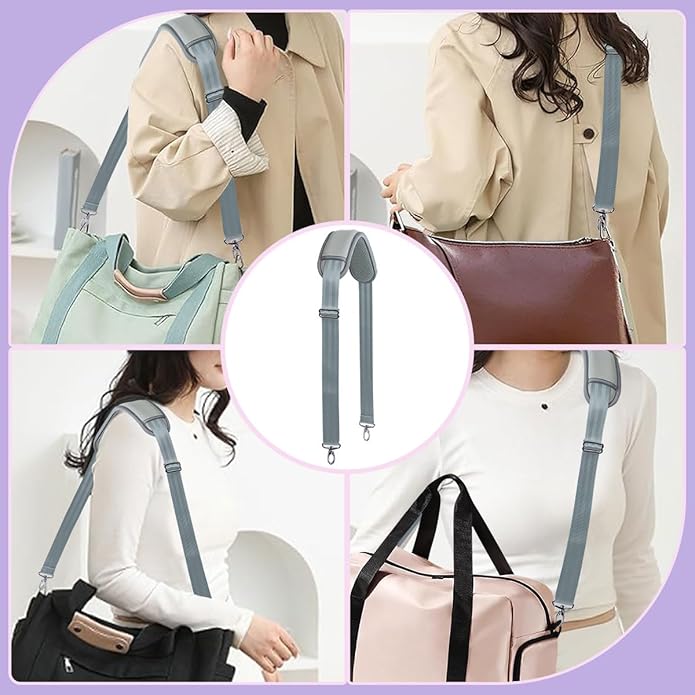 60 Inch Shoulder Strap with Removable Ultra-Thick Pad，Adjustable Buckles and Metal Hooks