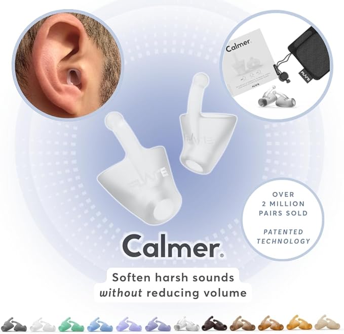 Flare Calmer | Ear Plugs Alternative | Daily Noise Relief | Sound Sensitivity | Stress Relief | No Muffling | Improve Wellbeing | Comfy, Reusable, Soft Silicone Earplugs | Original Translucent
