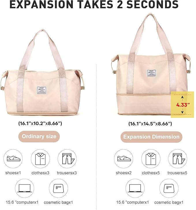 Travel Duffel Bag, Sports Tote Gym Bag, Shoulder Weekender Overnight Bag for Women