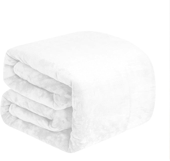 BEDELITE Fleece Blanket White Throw Blanket for Couch & Bed, Luxury Plush Cozy Fuzzy Blanket 50" x 60", Super Soft Warm Lightweight Throw Blanket for Travel Camping