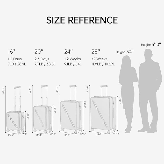MILADA 2 Piece Luggage Sets, Hard Case Luggage set TSA Approved, Suitcase With Wheels Set 20 Inch Carry On Bag Luggage 28 Inch For Long Trip, Smoke White