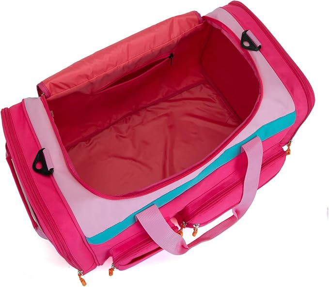HawLander Large Kids Duffle Bag for Travel, Overnight, or Weekender, 22" inch (Pink Rose)