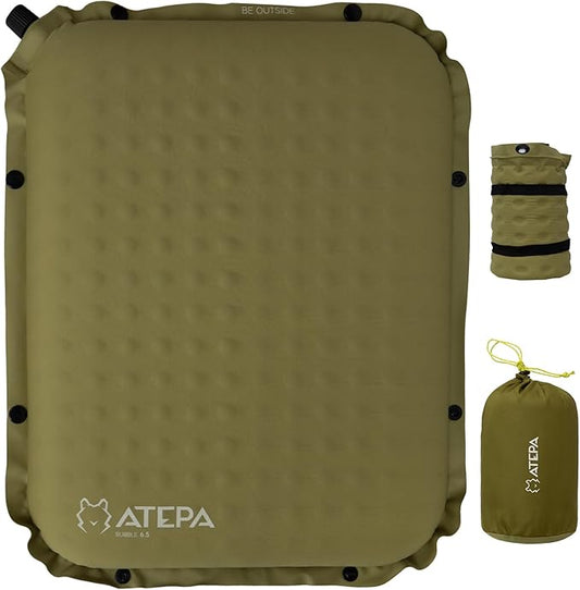 ATEPA Inflatable Seat Cushion, Self-Inflating Portable Stadium Airplane Travel Foam Cushion Pad for Camping, Sports Events, Outdoor