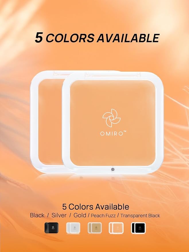 OMIRO Folding Compact Mirror, 1X/15X Magnification 3½” Pocket Size Square Hand Mirror for Travel Makeup (Peach Fuzz)