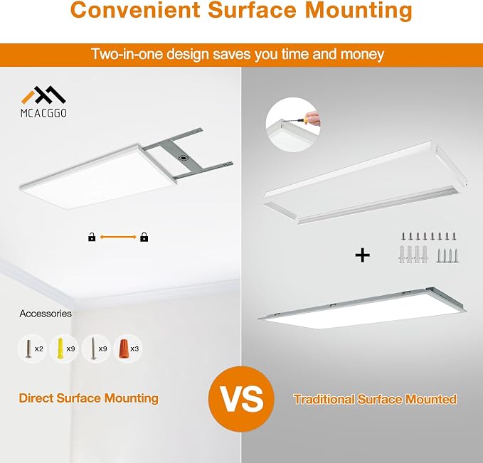 12-Pack 2x4 FT LED Flat Panel Light Surface Mount, 0-10V Dimmable | 5000K-4000K-3000K Switchable & 30W-40W-50W Selectable, Flush Mount Ceiling Light 24x48 inch, ETL Listed, 100-277V, White