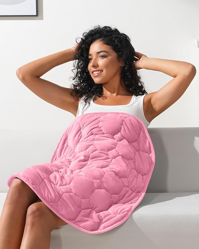 Kivik Weighted Lap Blanket for Adults, 7lbs Weight Pad, Heavy Small Blankets Throw, Travel Portable Pads, Warm Gifts for Bed Couch Sleep & Body Relax, Machine Washable, 7 Pounds, 24''x29'', Pink