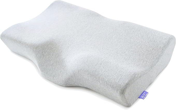 C CUSHION LAB Extra Dense Ergonomic Cervical Pillow for Firm Neck Support - Orthopedic Contour Pillow for Back/Side Sleeper Neck Relief, CertiPUR–US Memory Foam Pillow with Organic Cotton Cover