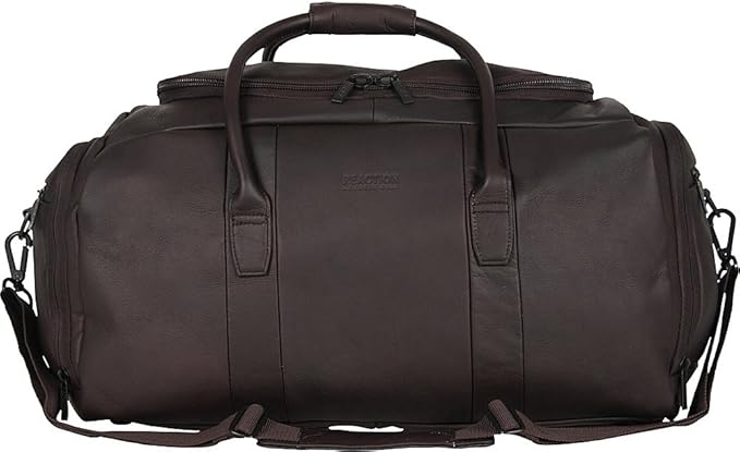 Kenneth Cole REACTION Duff Guy Colombian Leather 20" Single Compartment Top Load Travel Duffel Bag, Brown
