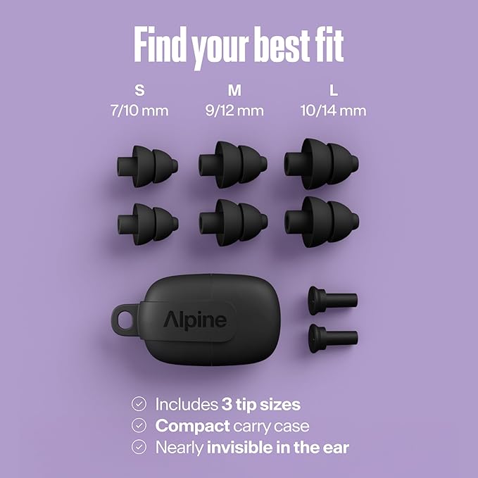 Alpine PartyPlug Concert Ear Plugs - Noise Reduction Ear Plugs for Party, Concert, Festival and Music - Reusable Earplugs (Transparent (Multisize))