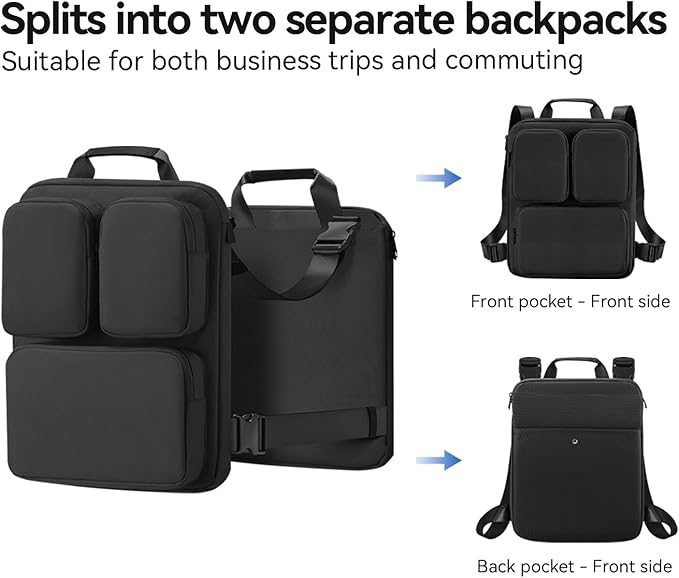 SOKOK Over Luggage Organizer Storage Bag with Multi Pockets, Slide On Luggage Harness with Adjustable Straps, 2-in-1 Travel Accessories Suitcase Vest Bag Fits Most Suitcases, Black-3