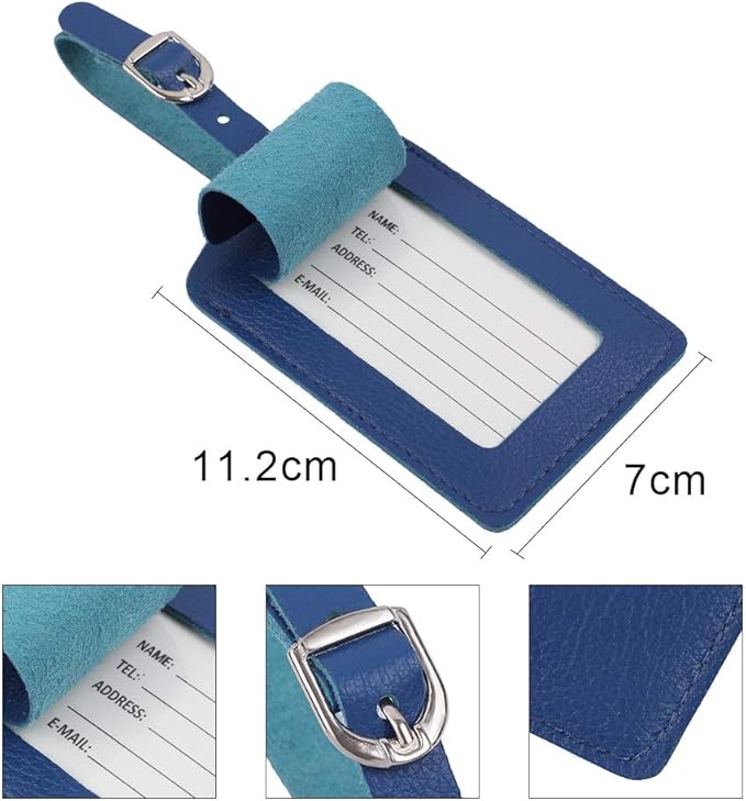 Luggage Tags, Leather Personalized Suitcase Tag Set Luggage id Tags Labels Travel Accessories-Set of 4