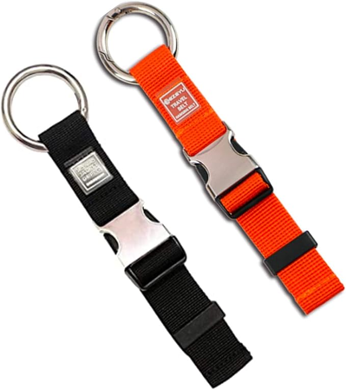 2PCS Add a Bag Luggage Strap Jacket Gripper,Heavy Duty Luggage Straps Carry-on Baggage Suitcase Straps Belts Travel Accessories (Black/Orange)
