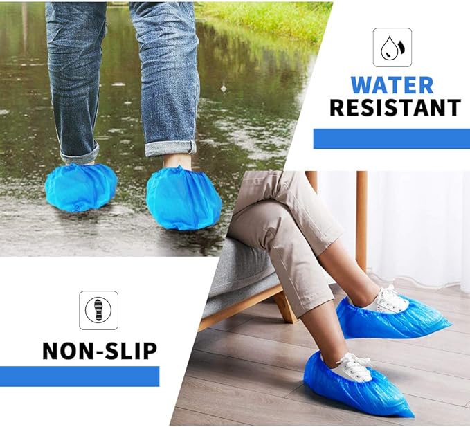 Shoe Covers Disposable Boot Cover Waterproof, Dust proof, 100 Pack(50 Pairs),The Size Fit Most, Non-slip, Blue, Protect Your Shoes, Floor, Carpet