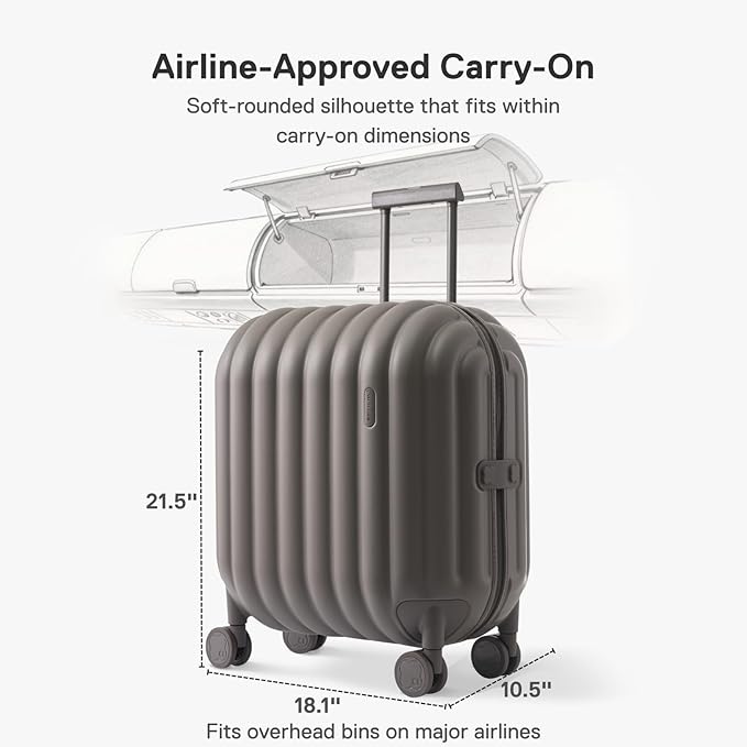 artrips Carry On Luggage 20 Inch for Business Travel & Short Trips, Italian-Inspired Lightweight Hard Shell Suitcase, German PC Matte Shell, Airline Approved, TSA Lock, Grey