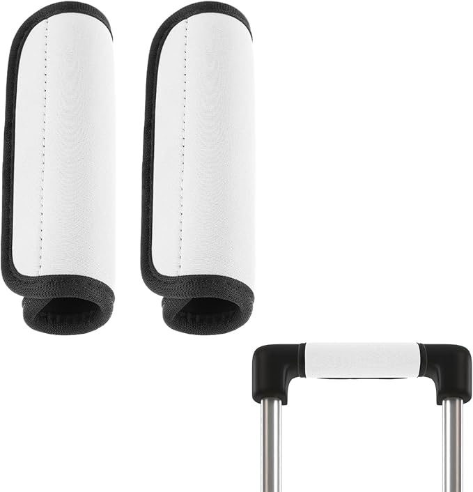 2 Pack Luggage Handle Wraps for Suitcase Bright Color Luggage Handle Covers Suitcase Tags identifiers Travel Accessories for Airplane/Flying (White)