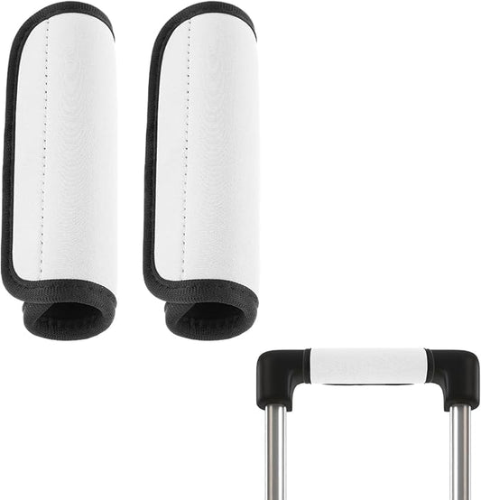2 Pack Luggage Handle Wraps for Suitcase Bright Color Luggage Handle Covers Suitcase Tags identifiers Travel Accessories for Airplane/Flying (White)