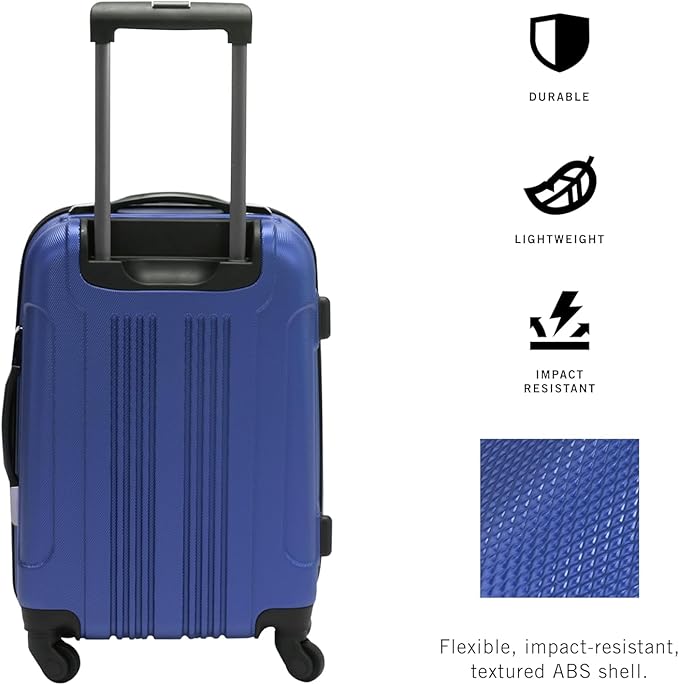 Kenneth Cole REACTION Out of Bounds Lightweight Hardshell 4-Wheel Spinner Luggage, Cobalt Blue, 20-Inch Carry On