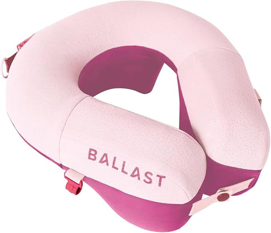 Ballast Pro Beach & Travel Pillow – Inflatable Neck Pillow for Airplanes, Beach & Pool, Compact and Water-Resistant (Flamingo Pink)