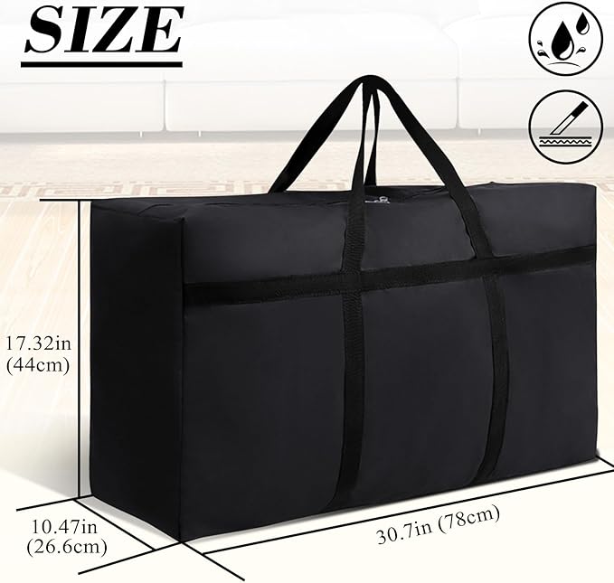 Extra Large Duffle Bag 90L/23.77Gal Moving Bag Tear Resistant Heavy Duty Storage Bags Lightweight Big Luggage Bag for Camping, Travel, Moving (Black)