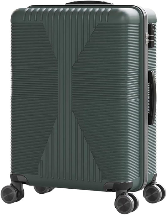 Karl home Hardshell Carry On Luggage with Spinner Wheels, Lightweight PP Hardside Small Suitcase with Built-in Lock & Smooth Zipper, 22 Inch Airline Approved, Dark Green