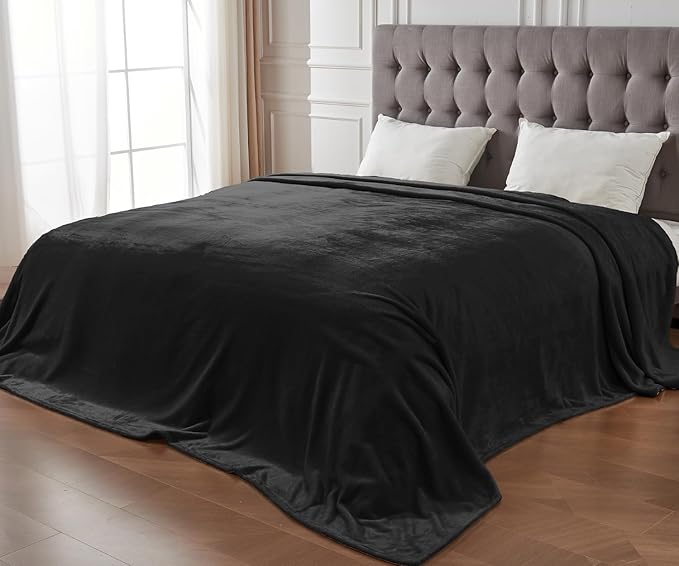 Big Oversized Soft Blanket, Giant Fleece Companion 120x120, California King Warm Blanket for Whole Family, Bed, Sofa, Couch, Travel, Camping 120x120 Black