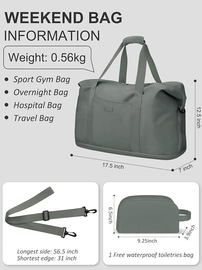 Expandable Travel Duffle Bags Weekender Overnight Bags for Women Men Hospital Bag for Women Labor Delivery with Toiletry Bag Waterproof