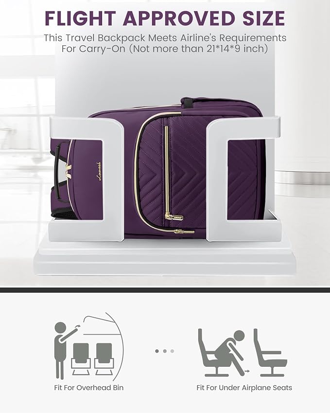 LOVEVOOK Laptop Backpack for Women, Travel Computer Work Bags with 17-inch Laptop Compartment, College School Student Bag Teen Backpacks For Girls, Outdoor Carry On Backpack Purse, Deep Plum